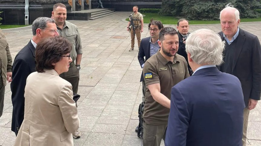 Mitch McConnell and Susan Collins During Visit to Ukraine Are Introduced to 15 year old girl Raped and Impregnated by Russian Soldier and Congratulate Her on Her Joyous Experience and Give Her a Hershey Kiss to Give To Little Ivan When She is Forced to Birth Him